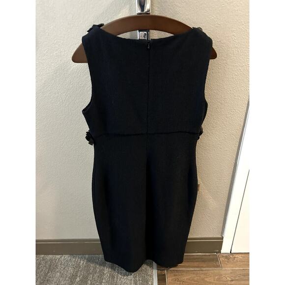 St. John Black Floral V- Neck Even Dress Size 12 - Picture 2 of 5